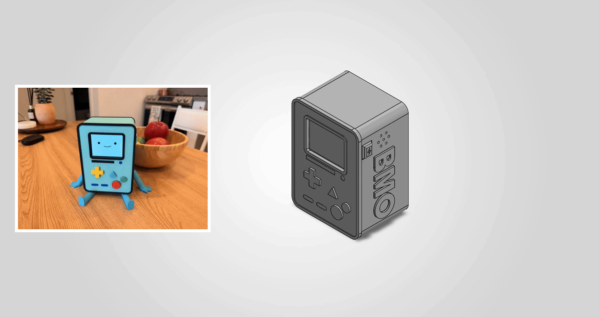 Interactive BMO desktop companion and exploded CAD animation